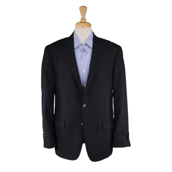 Hart Schaffner Marx HSM 1887 Black w/ Metal Buttons 2-Btn Blazer Jacket 42R